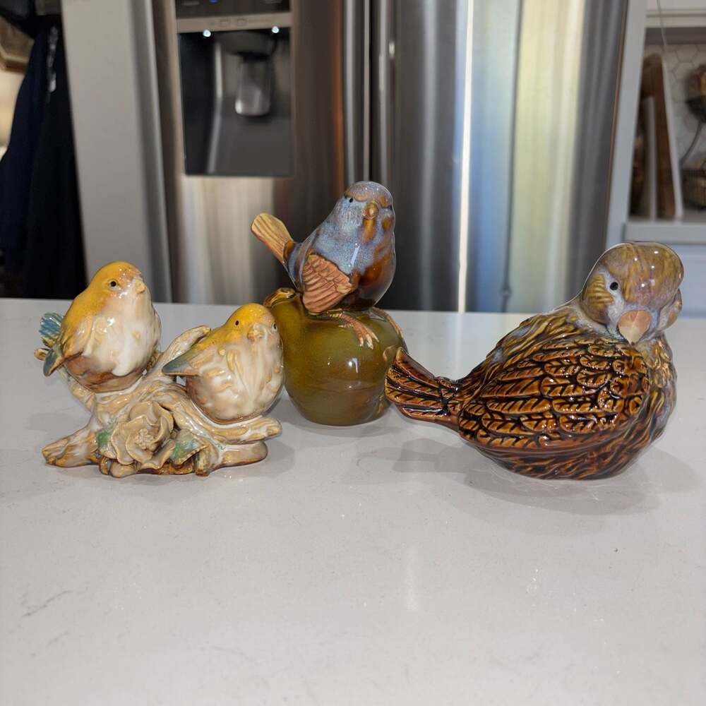 Vintage Ceramic Various Bird Figurines Set of 3